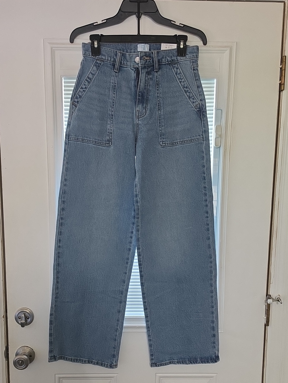 Time and Tru High-Rise Wide Leg Jeans in Light Blue Denim